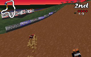 In-game screenshot, observera leran som piskas upp av min bil nr jag svnger.